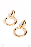 Ancient Artisan - Gold Clip-On Earrings - Paparazzi Accessories Clip-On Bedazzle Me Pretty Mobile Fashion Boutique