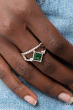 Angling for Attention - Green Ring - Paparazzi Accessories Ring Bedazzle Me Pretty Mobile Fashion Boutique