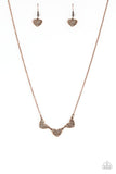 Another Love Story - Copper Necklace - Paparazzi Accessories Necklace Bedazzle Me Pretty Mobile Fashion Boutique
