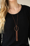 Apparatus Applique - Copper Necklace - Paparazzi Accessories Necklace Bedazzle Me Pretty Mobile Fashion Boutique
