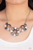 Aquatic Garden - Orange Necklace - Paparazzi Accessories Necklace Bedazzle Me Pretty Mobile Fashion Boutique