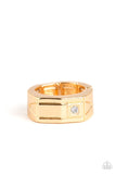 Atlas - Gold Ring - Paparazzi Accessories Ring Bedazzle Me Pretty Mobile Fashion Boutique