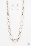 Attitude Adjustment - Brass Necklace - Paparazzi Accessories Necklace Bedazzle Me Pretty Mobile Fashion Boutique