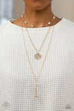 Audaciously Austen - Gold Necklace - Paparazzi Accessories Necklace Bedazzle Me Pretty Mobile Fashion Boutique