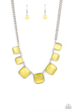 Aura Allure - Yellow Necklace - Paparazzi Accessories Necklace FS-Bedazzle Me Pretty Mobile Fashion Boutique