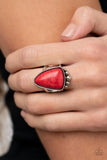 Authentically Adobe - Red Ring - Paparazzi Accessories Ring Bedazzle Me Pretty Mobile Fashion Boutique