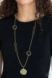 Autumn Collage - Brass Necklace - Paparazzi Accessories Necklace Bedazzle Me Pretty Mobile Fashion Boutique
