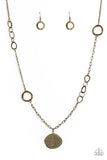 Autumn Collage - Brass Necklace - Paparazzi Accessories Necklace Bedazzle Me Pretty Mobile Fashion Boutique