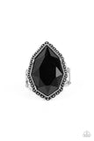 Avant-GRANDEUR - Black Ring - Paparazzi Accessories Ring Bedazzle Me Pretty Mobile Fashion Boutique