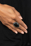 Avant-GRANDEUR - Black Ring - Paparazzi Accessories Ring Bedazzle Me Pretty Mobile Fashion Boutique