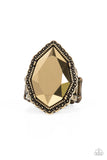 Avant-GRANDEUR - Brass Ring - Paparazzi Accessories Ring Bedazzle Me Pretty Mobile Fashion Boutique
