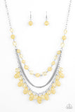 Awe-Inspiring Iridescence - Yellow Necklace - Paparazzi Accessories Necklace Bedazzle Me Pretty Mobile Fashion Boutique