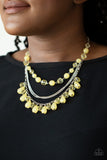 Awe-Inspiring Iridescence - Yellow Necklace - Paparazzi Accessories Necklace Bedazzle Me Pretty Mobile Fashion Boutique