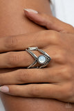 Axial Angle - White Ring - Paparazzi Accessories Ring Bedazzle Me Pretty Mobile Fashion Boutique