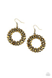 Baby, Its Cold Outside - Brass Earrings - Paparazzi Accessories Earrings Bedazzle Me Pretty Mobile Fashion Boutique
