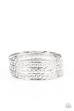Back-To-Back Stacks - Silver Bracelet - Paparazzi Accessories Bracelet Bedazzle Me Pretty Mobile Fashion Boutique