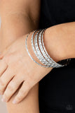 Back-To-Back Stacks - Silver Bracelet - Paparazzi Accessories Bracelet Bedazzle Me Pretty Mobile Fashion Boutique