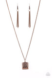 Back To Square One - Copper Necklace - Paparazzi Accessories Necklace Bedazzle Me Pretty Mobile Fashion Boutique