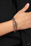 Backcountry Beauty - Green Bracelet - Paparazzi Accessories Bracelet Bedazzle Me Pretty Mobile Fashion Boutique