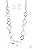 Backed Into A Corner - Black Necklace - Paparazzi Accessories Necklace Bedazzle Me Pretty Mobile Fashion Boutique