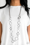 Backed Into A Corner - Black Necklace - Paparazzi Accessories Necklace Bedazzle Me Pretty Mobile Fashion Boutique