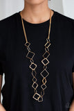 Backed Into A Corner - Gold Necklace - Paparazzi Accessories Necklace Bedazzle Me Pretty Mobile Fashion Boutique