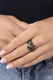 Backyard Beauty - Brass Ring - Paparazzi Accessories Ring Bedazzle Me Pretty Mobile Fashion Boutique