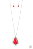 BADLAND To The Bone - Red Necklace - Paparazzi Accessories Necklace Bedazzle Me Pretty Mobile Fashion Boutique