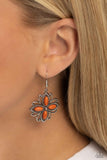 Badlands Ballad - Orange Earrings - Paparazzi Accessories Earrings Bedazzle Me Pretty Mobile Fashion Boutique