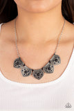 Badlands Basin - Black Necklace - Paparazzi Accessories Necklace Bedazzle Me Pretty Mobile Fashion Boutique