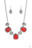 Badlands Border - Red Necklace - Paparazzi Accessories Necklace Bedazzle Me Pretty Mobile Fashion Boutique