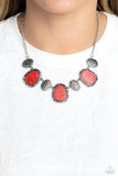 Badlands Border - Red Necklace - Paparazzi Accessories Necklace Bedazzle Me Pretty Mobile Fashion Boutique