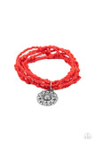 Badlands Botany - Red Bracelet - Paparazzi Accessories Bracelet Bedazzle Me Pretty Mobile Fashion Boutique