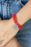 Badlands Botany - Red Bracelet - Paparazzi Accessories Bracelet Bedazzle Me Pretty Mobile Fashion Boutique