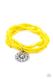 Badlands Botany - Yellow Bracelet - Paparazzi Accessories Bracelet Bedazzle Me Pretty Mobile Fashion Boutique