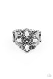 Badlands Bouquet - White Ring - Paparazzi Accessories Ring Bedazzle Me Pretty Mobile Fashion Boutique