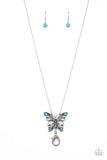 Badlands Butterfly - Blue Lanyard - Paparazzi Accessories Lanyard Bedazzle Me Pretty Mobile Fashion Boutique
