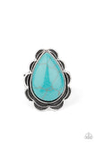BADLANDS Romance - Blue Ring - Paparazzi Accessories Ring Bedazzle Me Pretty Mobile Fashion Boutique