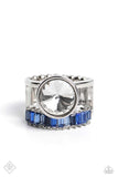 Balanced Bravura - Blue Ring - Paparazzi Accessories Ring Bedazzle Me Pretty Mobile Fashion Boutique