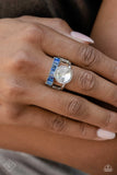 Balanced Bravura - Blue Ring - Paparazzi Accessories Ring Bedazzle Me Pretty Mobile Fashion Boutique