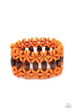 Bali Beach Retreat - Orange Bracelet - Paparazzi Accessories Bracelet FS-Bedazzle Me Pretty Mobile Fashion Boutique