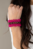 Bali Beach Retreat - Pink Bracelet - Paparazzi Accessories Bracelet Bedazzle Me Pretty Mobile Fashion Boutique