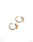 Ballerina Backdrop - Gold Cuff Earrings - Paparazzi Accessories Post Earrings Bedazzle Me Pretty Mobile Fashion Boutique
