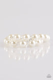 BALLROOM and Board - White Bracelet - Paparazzi Accessories Bracelet Bedazzle Me Pretty Mobile Fashion Boutique