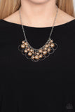 Ballroom Bliss - Brown Necklace - Paparazzi Accessories Necklace Bedazzle Me Pretty Mobile Fashion Boutique