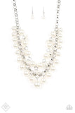 BALLROOM Service - White Necklace - Paparazzi Accessories Necklace Bedazzle Me Pretty Mobile Fashion Boutique