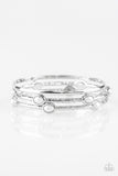 Bangle Belle - White Bracelet - Paparazzi Accessories Bracelet Bedazzle Me Pretty Mobile Fashion Boutique