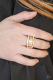 Bank Run - Gold Ring - Paparazzi Accessories Ring Bedazzle Me Pretty Mobile Fashion Boutique