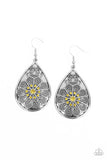 Banquet Bling - Yellow Earrings - Paparazzi Accessories Earrings Bedazzle Me Pretty Mobile Fashion Boutique