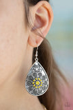 Banquet Bling - Yellow Earrings - Paparazzi Accessories Earrings Bedazzle Me Pretty Mobile Fashion Boutique